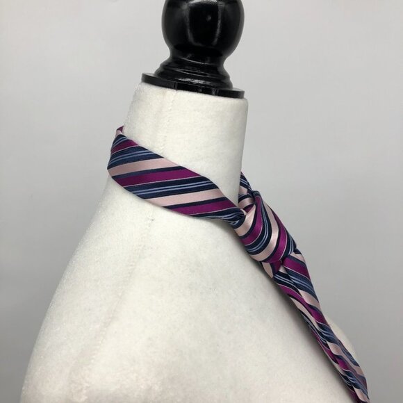 Michael Michael Kors Purple & Pink Multicolor Striped Silk Tie - Picture 4 of 9
